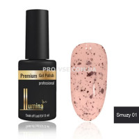 Гель-лак LUMINA lux SMUZY №001, бежевый черные хлопья 8мл