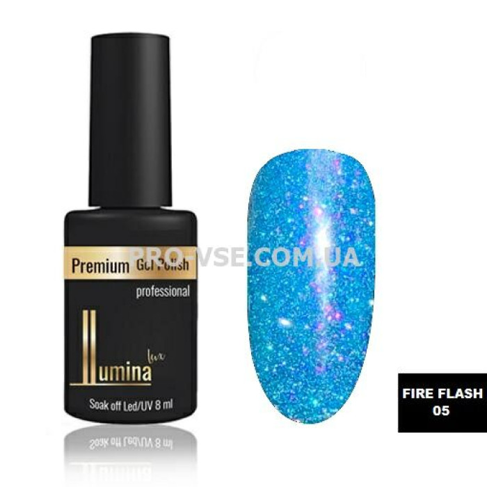 Гель-лак Lumina lux FIRE FLASH 005 блакитний cвітловіддзеркалюючий 8мл