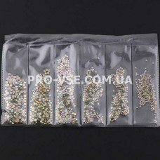 Стразы SS3 - SS10 Crystal AB Микс размер EsVorp 1440 шт 