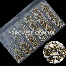 Стразы SS3 - SS10 Gold Золото Микс размер EsVorp 1440 шт 