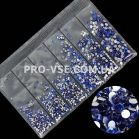 Стразы SS3 - SS10 Sapphire Сапфир Микс размер EsVorp 1440 шт 
