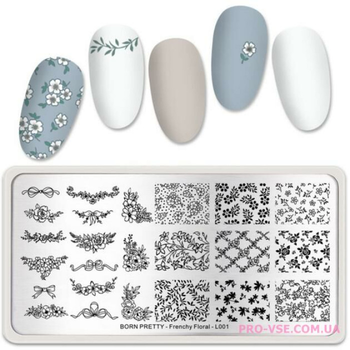 Пластина для стемпинга BornPretty Frenchy Floral-L001